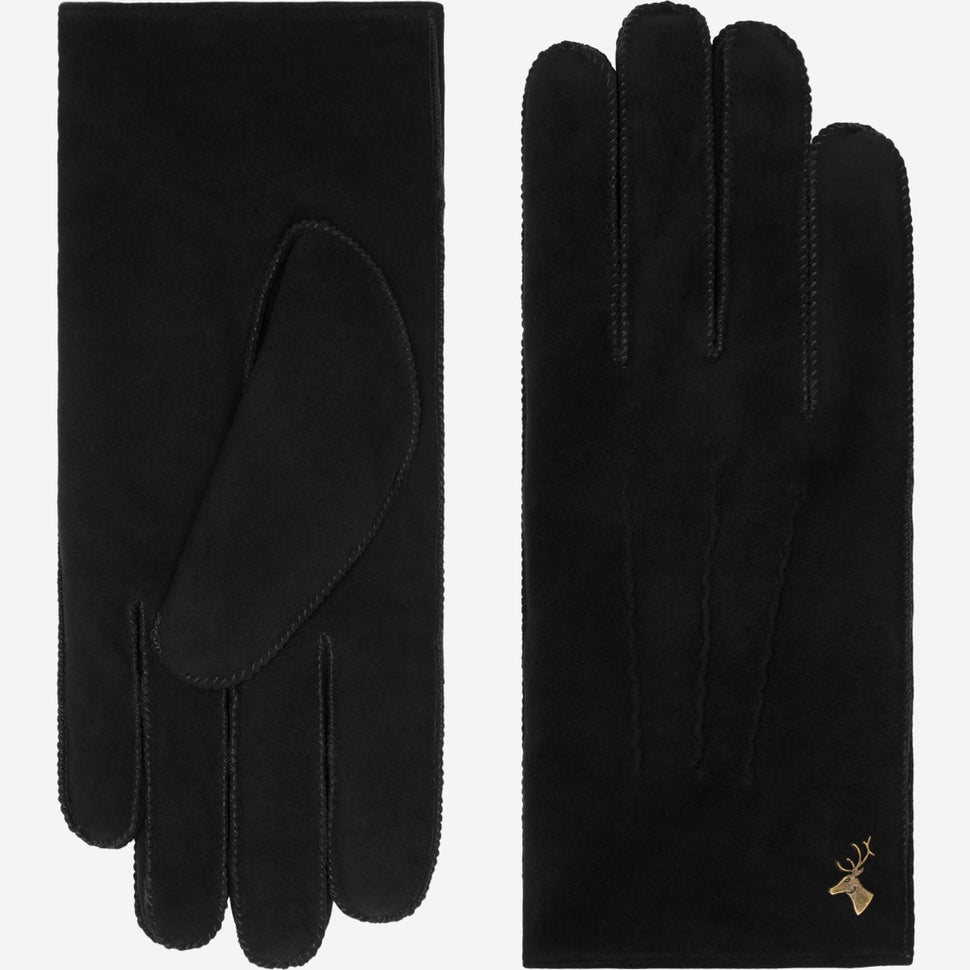 Matthew (black) - suede goatskin leather gloves with luxurious sheep fur lining - Schwartz & von Halen - UK - 2