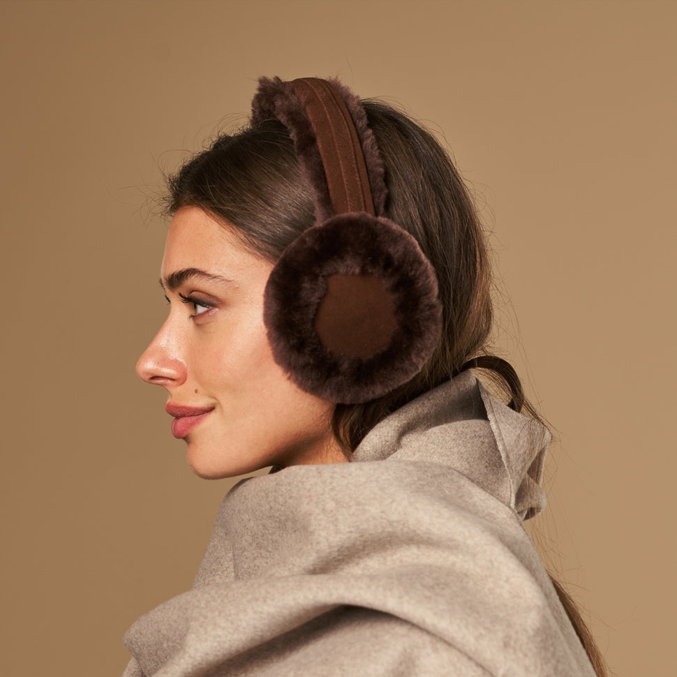 Nathaly (brown) – warm and stylish earmuffs from natural sheepskin and suede  - Schwartz & von Halen - UK - 6