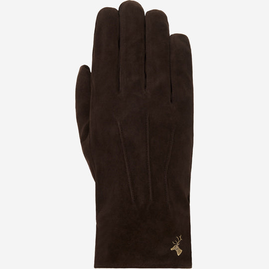 Rex (brown) - Suede goatskin leather gloves with luxurious wool/cashmere lining