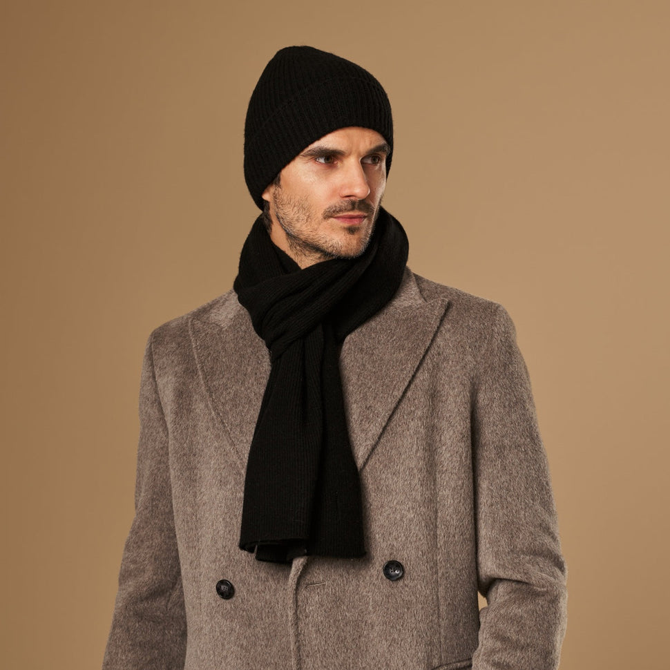 Charlie (black) - premium scarf made of soft Merino wool (unisex) - Schwartz & von Halen - EU - 1