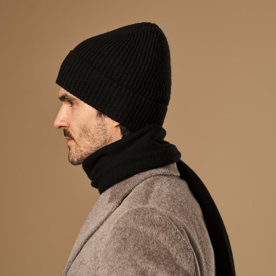 Charlie (black) - premium scarf made of soft Merino wool (unisex) - Schwartz & von Halen - EU - 3