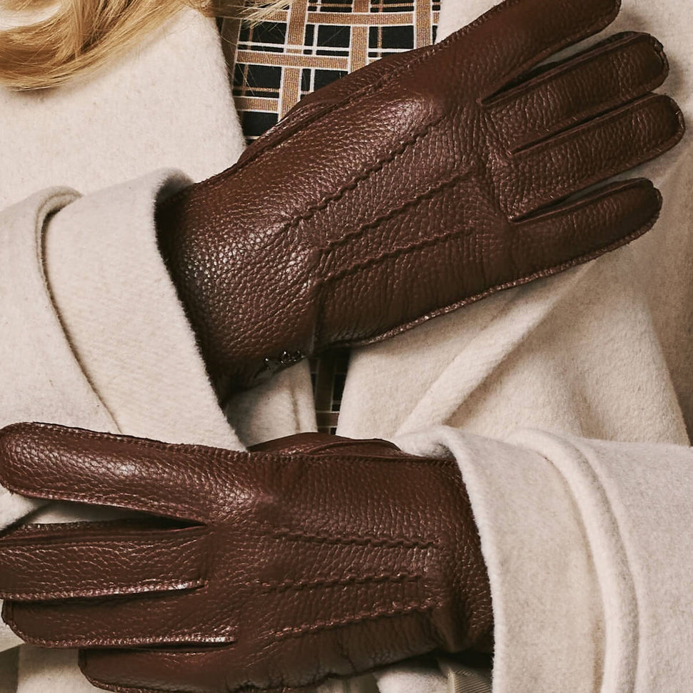 deer skin handschuhe Sienna (brown) – Luxurious American deerskin leather gloves with pure – Schwartz & von Halen®