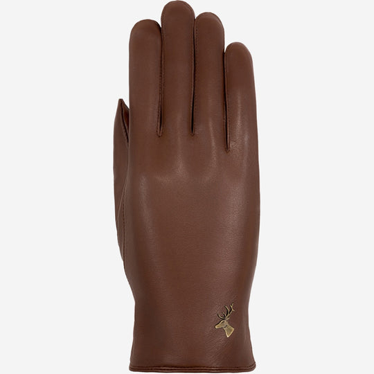 Ivy (brown) - Sheepskin leather gloves with wool/cashmere lining & touchscreen feature