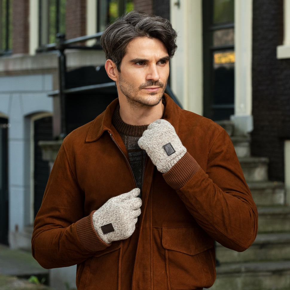 Hudson (light grey) - knitted gloves from Shetland wool with warm fleece lining - Schwartz & von Halen - UK - 6