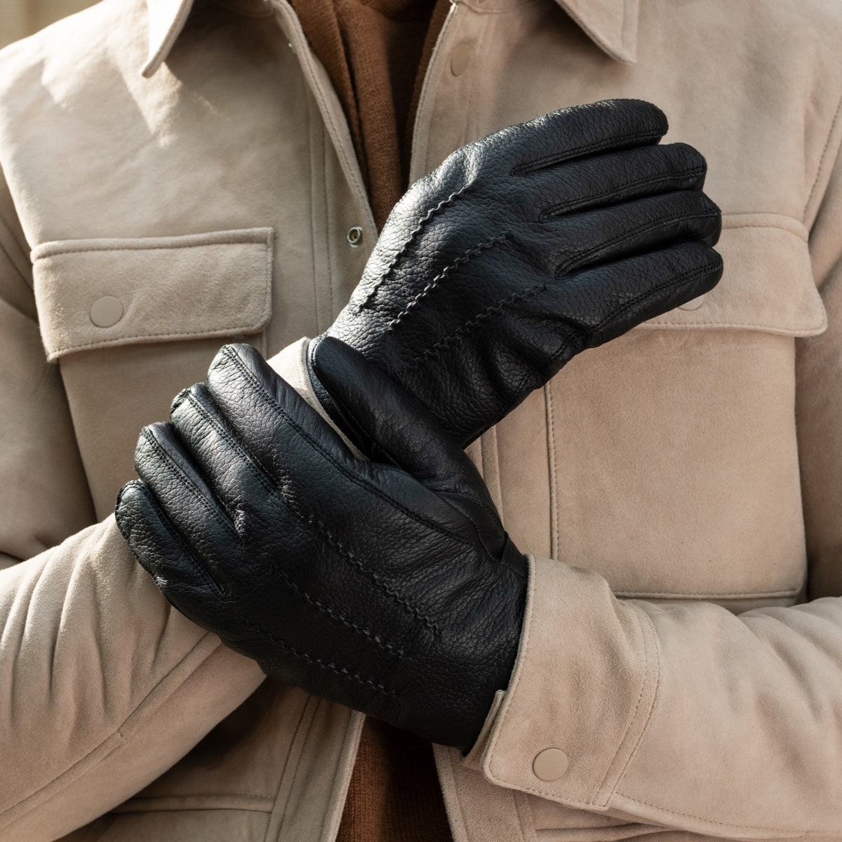 Mens black gloves deals
