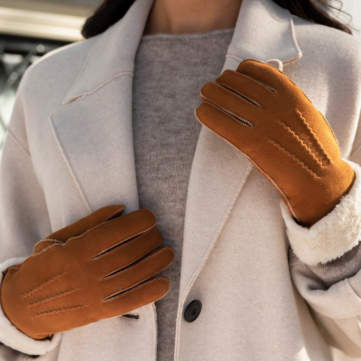 Women's Brown Suede Leather Gloves - Warm Lining – Schwartz & von
