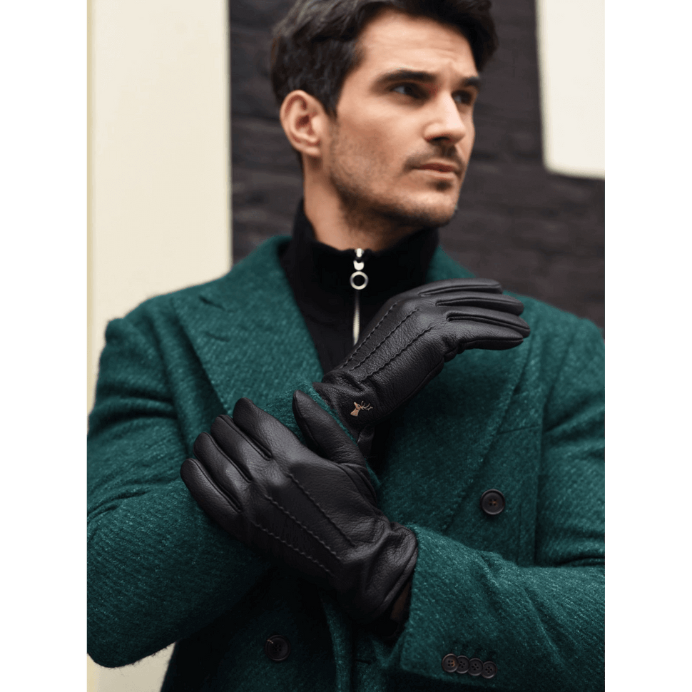 Black Leather Gloves Men - Touchscreen - Warm Lining - Premium Leather Gloves – Designed in Amsterdam – Schwartz & von Halen® - 8
