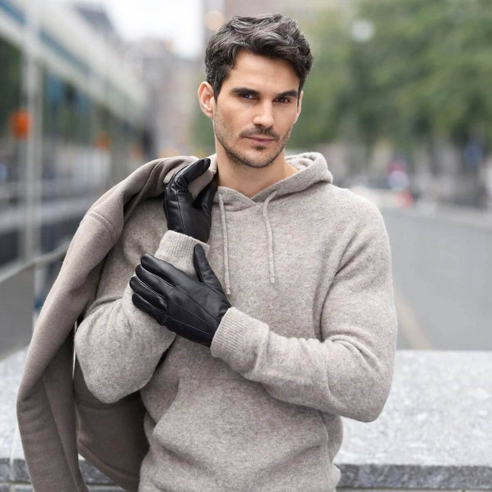 Men’s Black Leather Gloves - Touchscreen - Warm Lining - Premium Leather Gloves – Designed in Amsterdam – Schwartz & von Halen® - 6