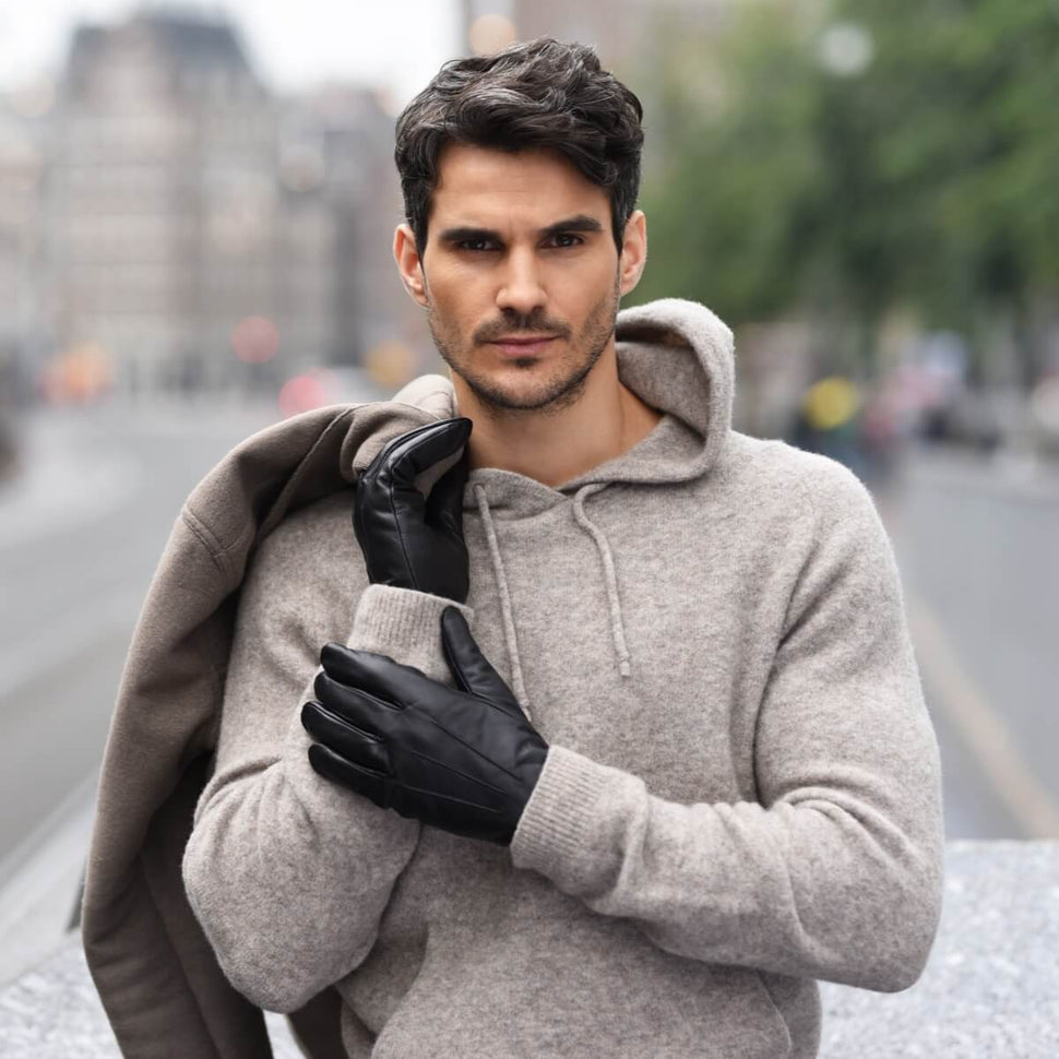 Men’s Black Leather Gloves - Touchscreen - Warm Lining - Premium Leather Gloves – Designed in Amsterdam – Schwartz & von Halen® - 8