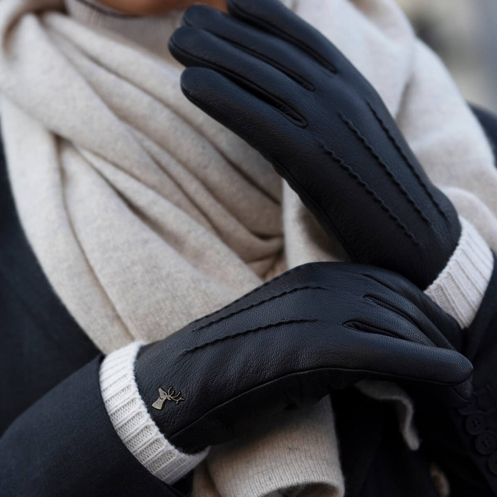 Women’s Black Leather Gloves - Touchscreen - Lambswool Lining - Premium Leather Gloves – Designed in Amsterdam – Schwartz & von Halen® - 7
