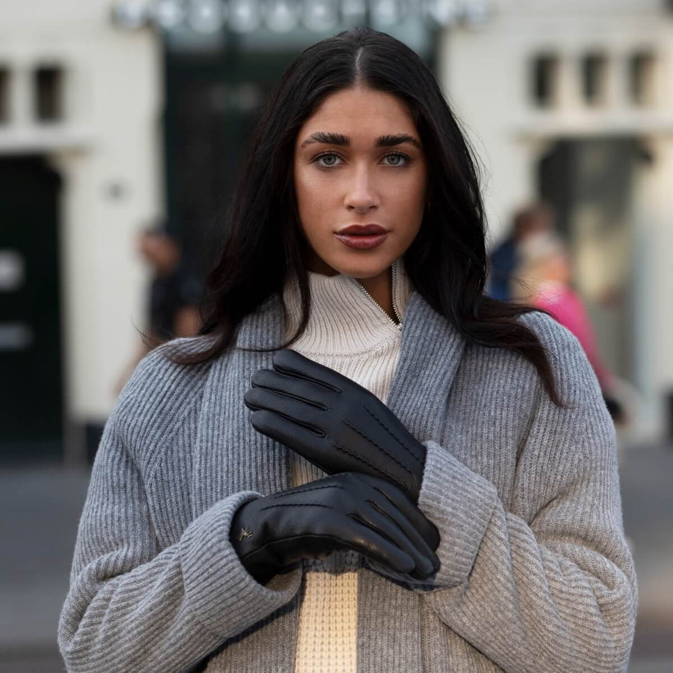 Women’s Black Leather Gloves - Touchscreen - Lambswool Lining - Premium Leather Gloves – Designed in Amsterdam – Schwartz & von Halen® - 6