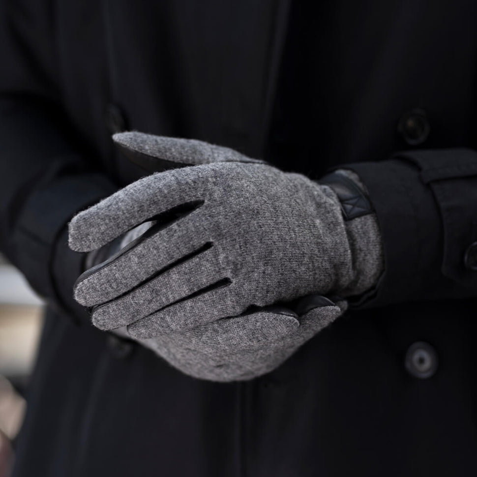 Grey Leather Gloves Wool Top - Men - Warm Lining - Premium Leather Gloves – Designed in Amsterdam – Schwartz & von Halen® - 9