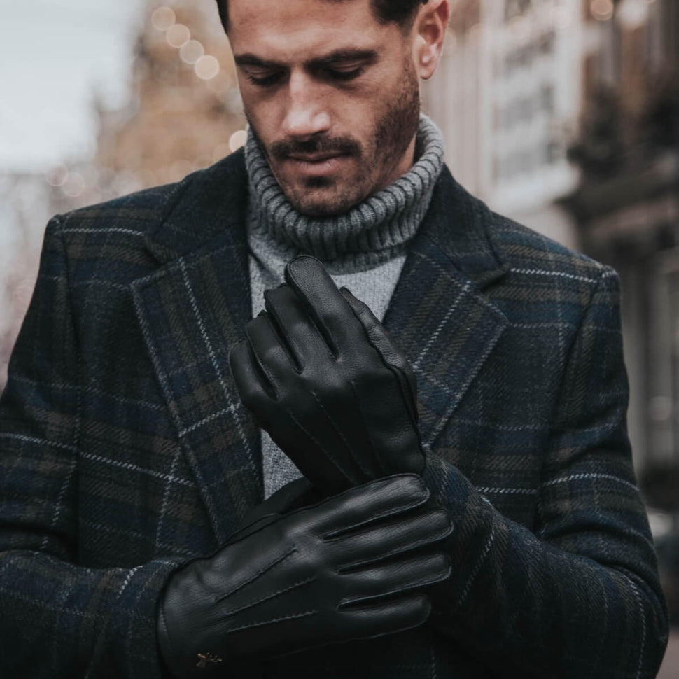 Men’s Leather Gloves Deerskin Black - Cashmere Lining - Premium Leather Gloves – Designed in Amsterdam – Schwartz & von Halen® - 7