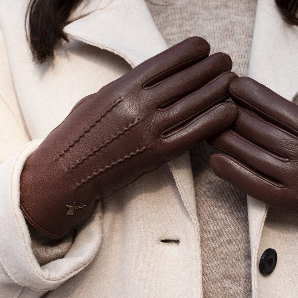 Leather Gloves Women Brown - Lambswool Lining - Touchscreen - Premium Leather Gloves – Designed in Amsterdam – Schwartz & von Halen® - 9