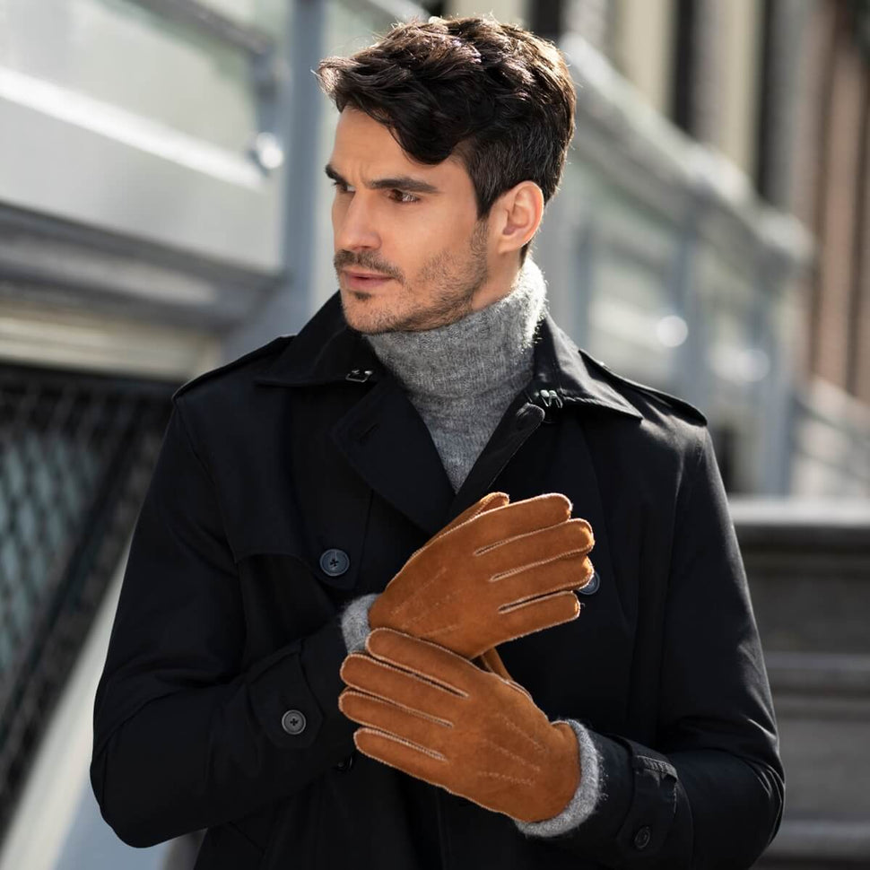 Brown Suede Gloves for Men - Warm Lining - Premium Leather Gloves – Designed in Amsterdam – Schwartz & von Halen® - 8