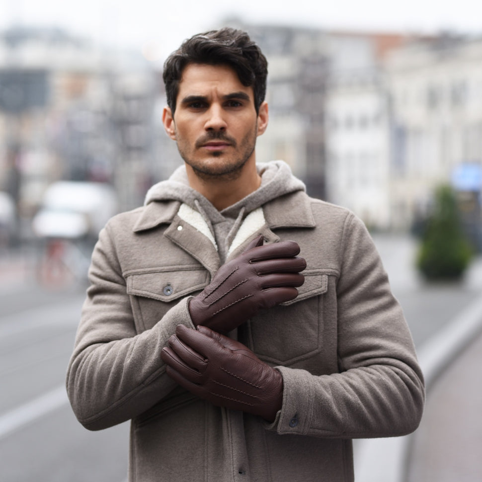 Men's Leather Gloves Brown - Lambswool Lining - Premium Leather Gloves – Designed in Amsterdam – Schwartz & von Halen® - 5