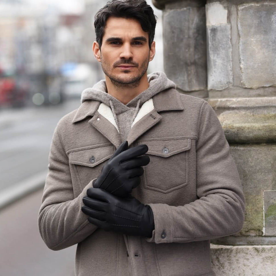 Thick Black Leather Gloves - Touchscreen - Lambswool Lining - Premium Leather Gloves – Designed in Amsterdam – Schwartz & von Halen® - 6