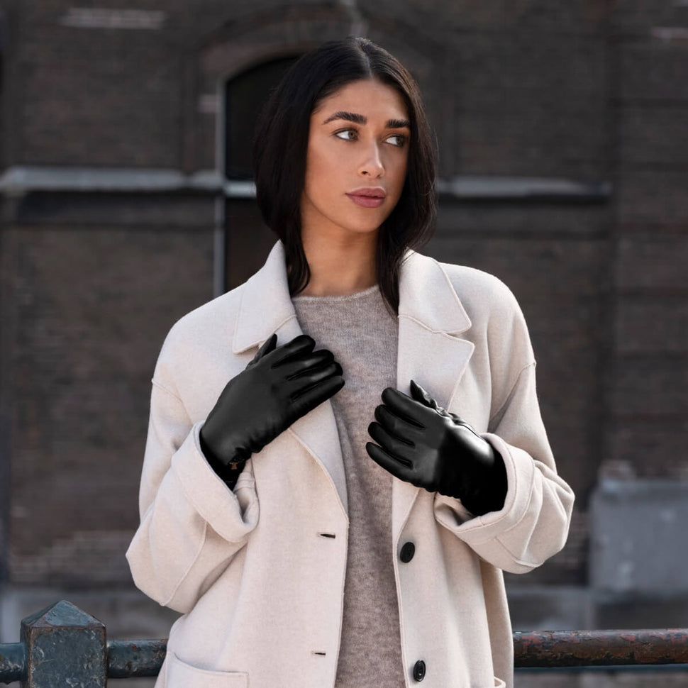 Black Leather Gloves Lambskin - Touchscreen - Cashmere - Premium Leather Gloves – Designed in Amsterdam – Schwartz & von Halen® - 8