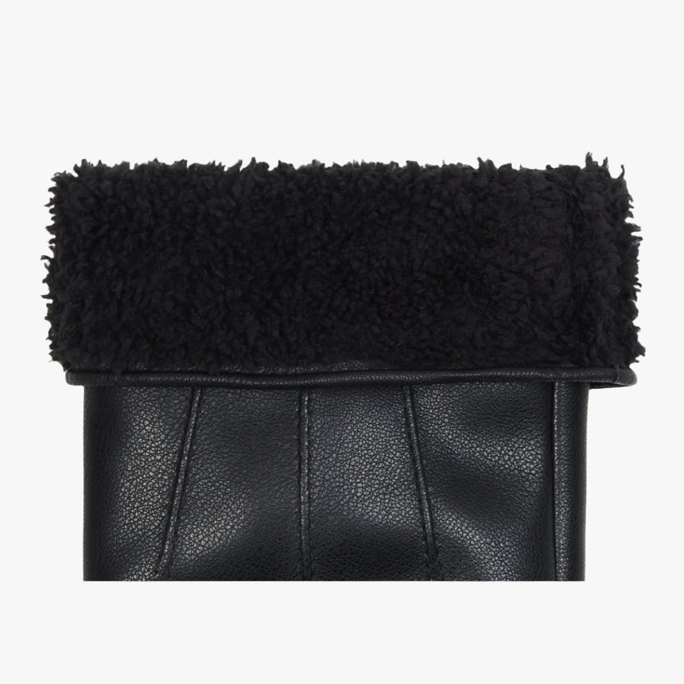 Vegan Leather Gloves for Men Fleece Lining Touchscreen Schwartz