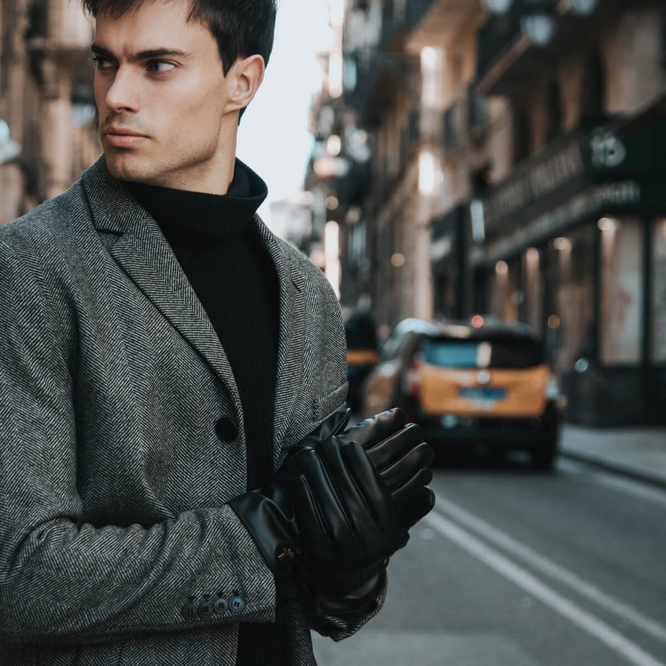 Vegan Leather Gloves for Men - Fleece Lining - Touchscreen - Premium Leather Gloves – Designed in Amsterdam – Schwartz & von Halen® - 4